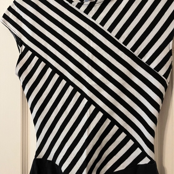 Vintage blk white stripe dress - Picture 3 of 5